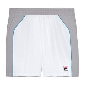 Fila Backspin Tennis Shorts Mens XL White Silver Color Block Moisture Wicking